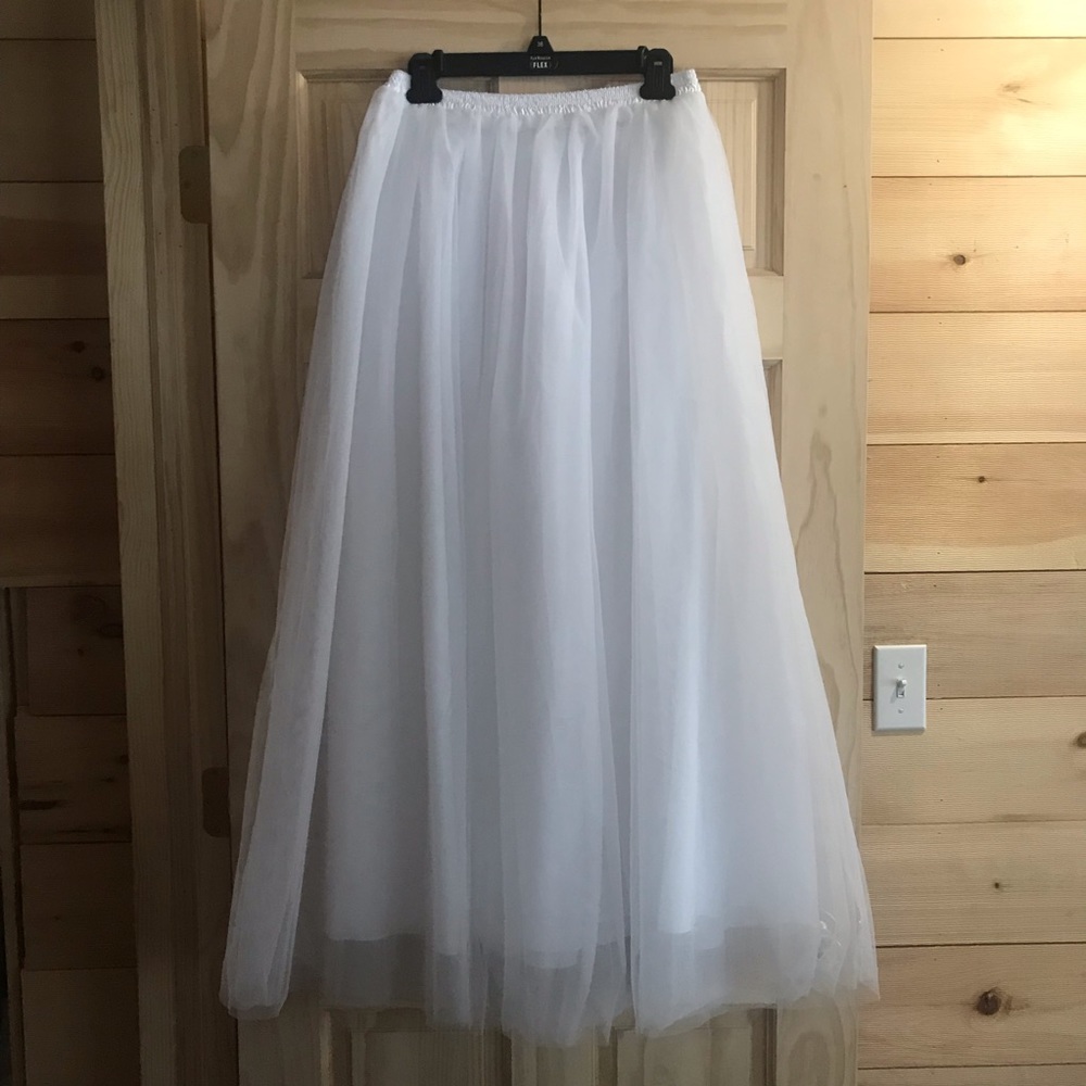 White tulle maxi skirt